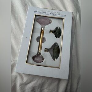 Interchangeable Rose Quartz & Jade Face Roller Set Spa Skincare